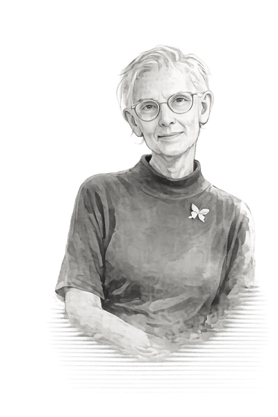 Ink portrait of Charlotte Joko Beck