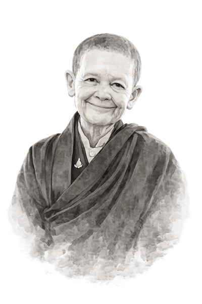 Ink portrait of Pema Chödrön