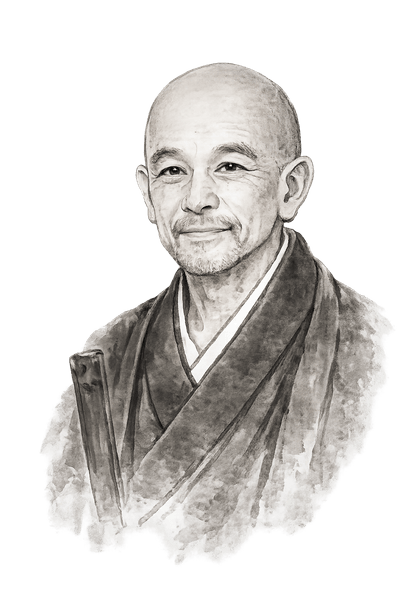 Ink portrait of Shunryu Suzuki