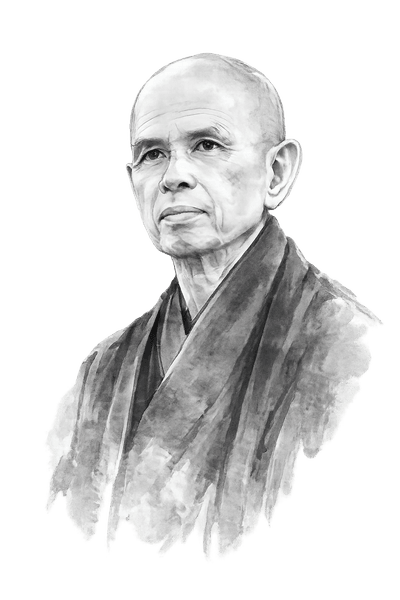 Ink portrait of Thich Nhat Hanh